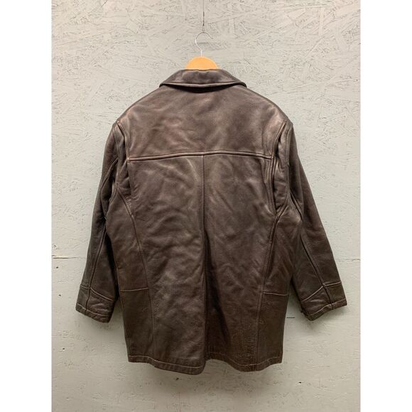 Marc New York Andrew Marc Leather Jacket‎ Mens Large Brown Lined Button Front - Picture 12 of 12